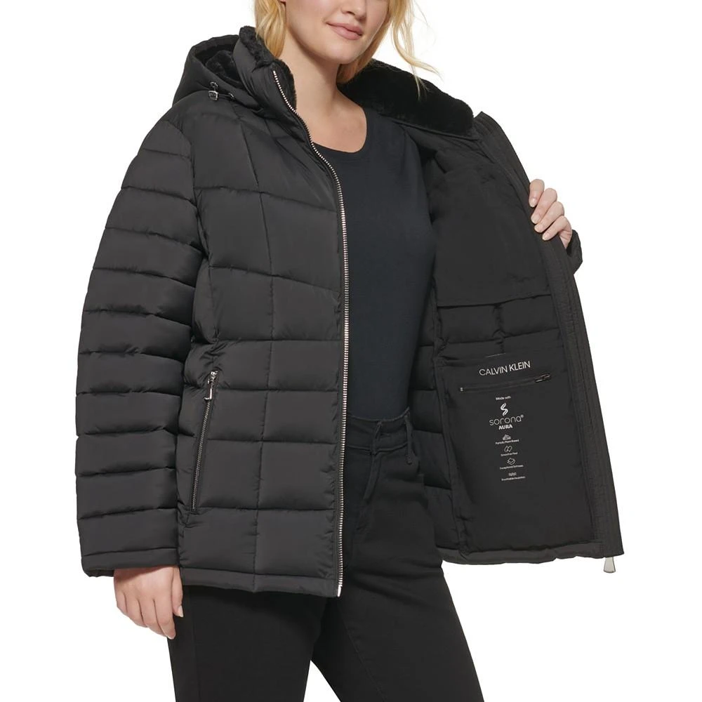 Women's Plus Size Faux-Fur-Trim Hooded Puffer Coat, Created for Macy's 商品