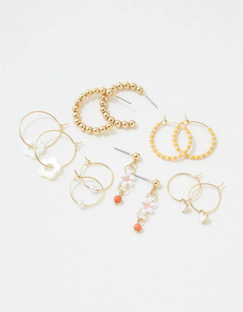 商品AE|AEO Orange Beaded Hoop Earring 6-Pack,价格¥113,第2张图片详细描述