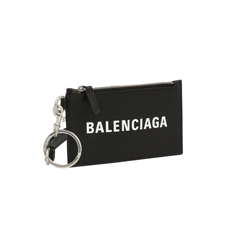 巴黎世家（BALENCIAGA）女士黑色粒面小牛皮配钥匙圈卡包 商品