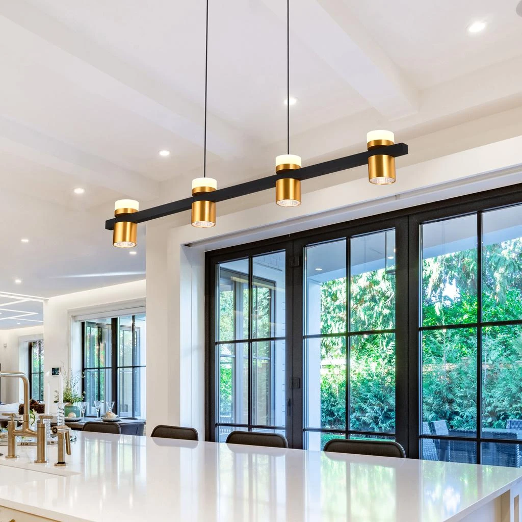 商品VONN Lighting|Ferro VMC34334BL 34" Up-Down 4-Light Pendant Lighting Height Adjustable Integrated LED Black Linear Chandelier,价格¥2293,第3张图片详细描述