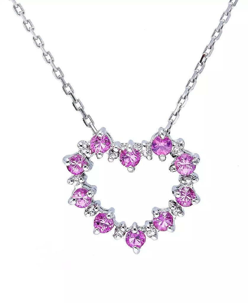 商品Macy's|Lab Grown Pink Sapphire (5/8 ct.t.w.) and Lab Grown White Sapphire (1/8 ct.t.w.) Heart Pendant Necklace in Sterling Silver,价格¥1080,第1张图片