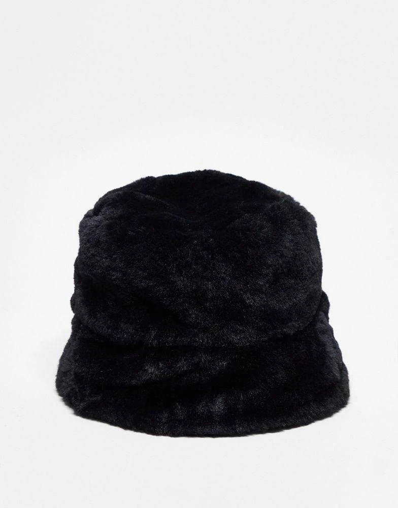 商品COLLUSION|COLLUSION Unisex faux fur bucket hat in black,价格¥112,第1张图片