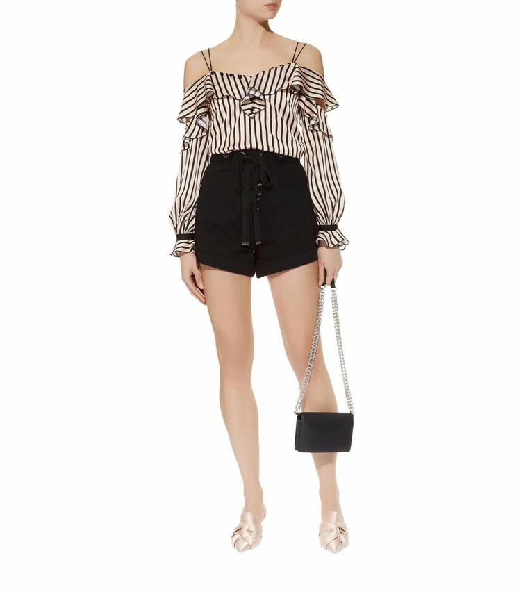 商品Self Portrait|Tie Front Canvas Shorts,价格¥2241,第5张图片详细描述