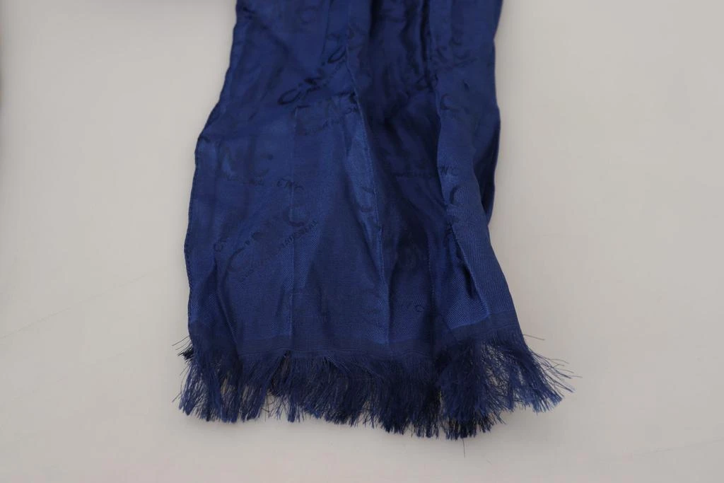 商品Costume National|Costume National Blue Silk Shawl Foulard Fringes Scarf,价格¥668,第4张图片详细描述