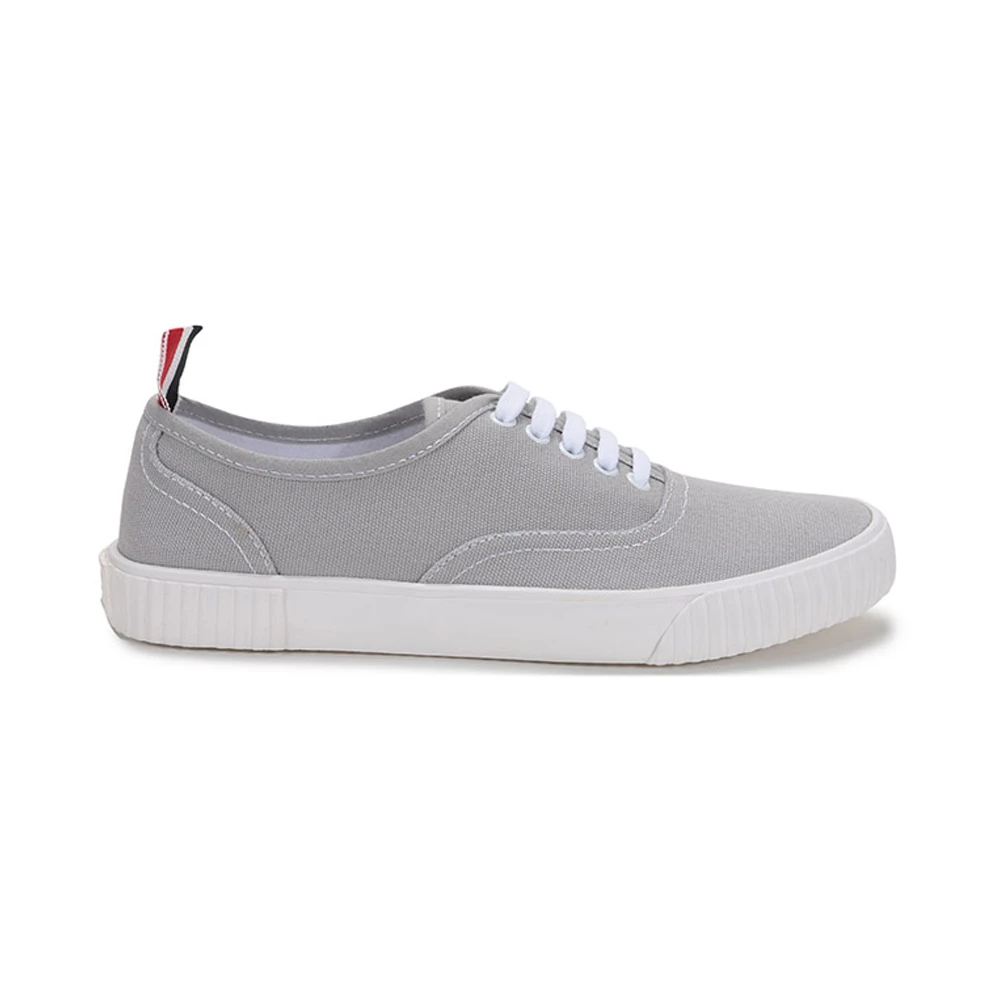 商品Thom Browne|THOM BROWNE 男士灰色帆布系带休闲运动鞋帆布鞋 MFD201A-01588-025,价格¥2564,第1张图片