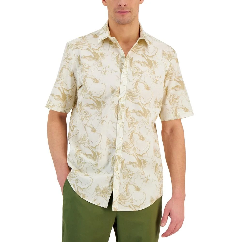 商品Alfani|Men's Short-Sleeve Marble Texture-Print Shirt, Created for Macy's,价格¥56,第1张图片