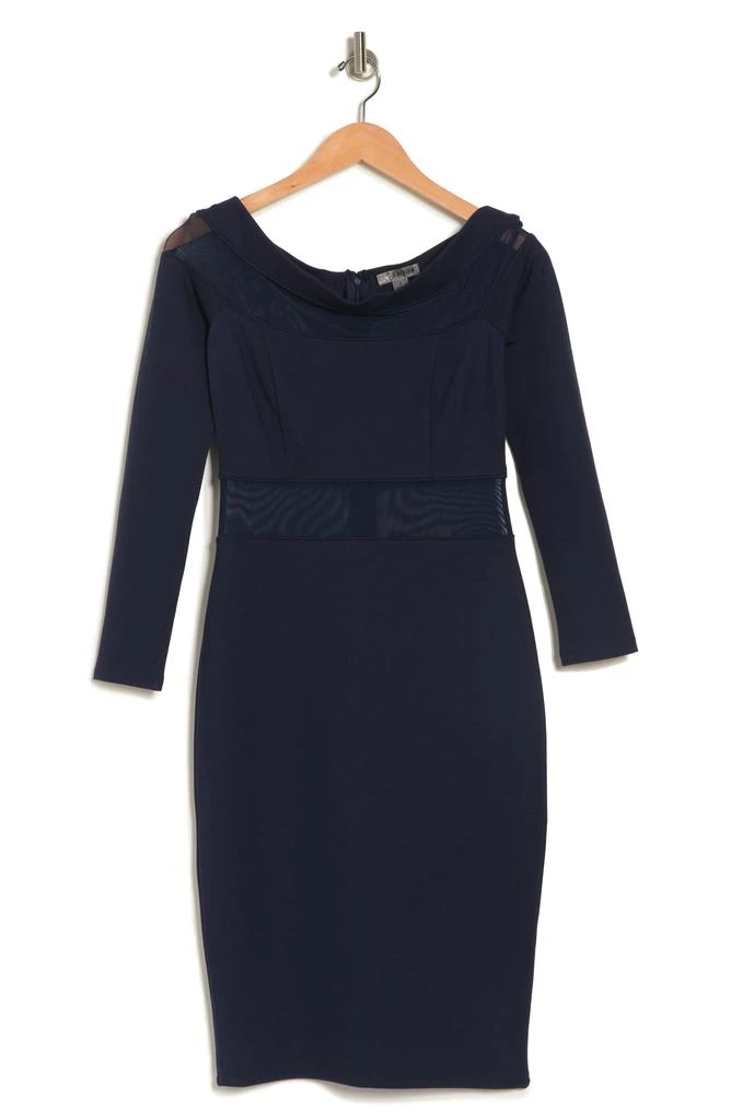 Off-the-Shoulder Mesh Panel Bodycon Dress 商品