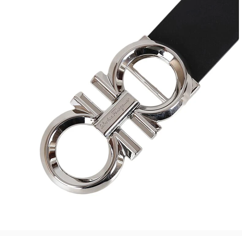 商品Salvatore Ferragamo|香港直邮Salvatore Ferragamo菲拉格慕黑色男士牛皮腰带休闲百搭,价格¥6288,第7张图片详细描述