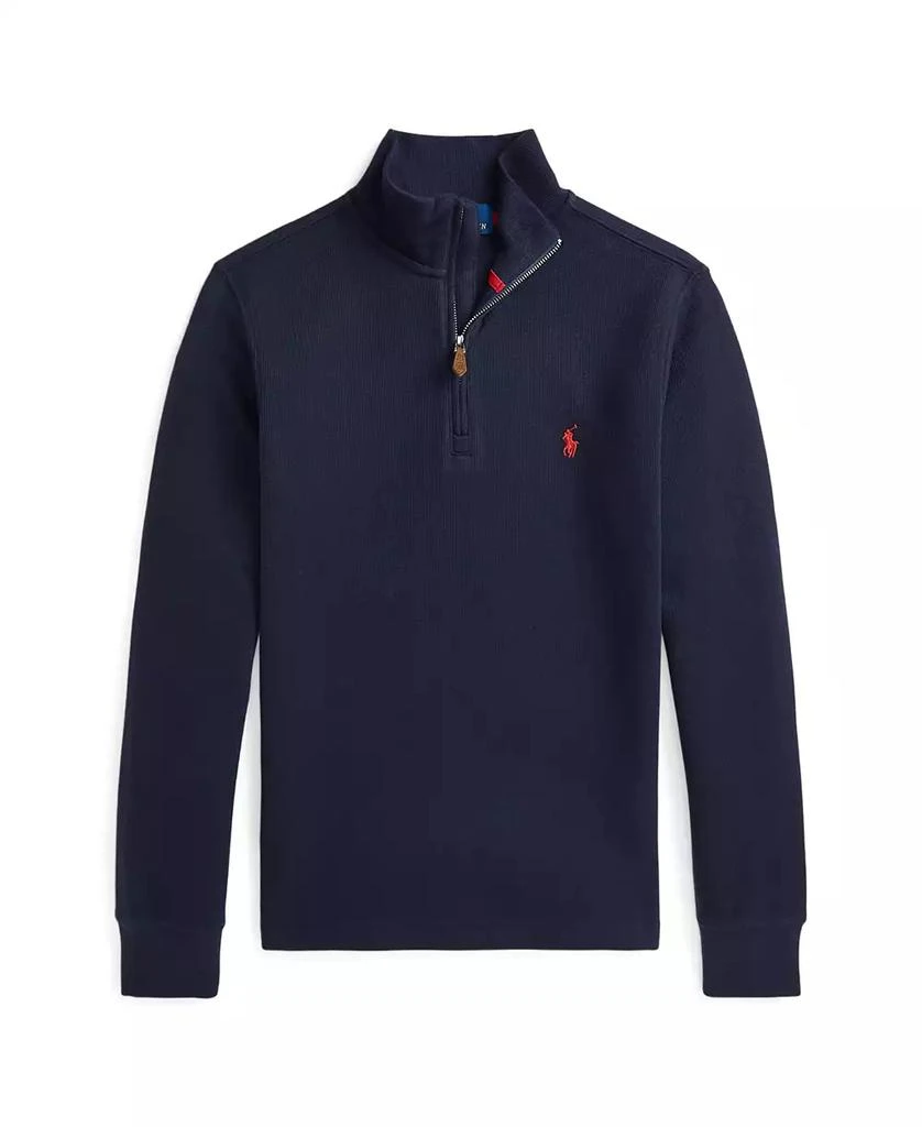 商品Ralph Lauren|Big Boys Estate-Rib Quarter-Zip Pullover Sweater,价格¥334,第1张图片