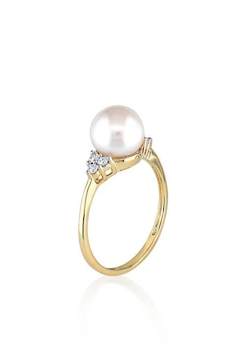 商品Belk & Co.|Co. 10K Yellow Gold Cultured Freshwater Pearl And Diamond Ring,价格¥2081,第2张图片详细描述