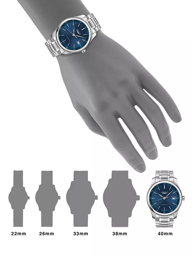 商品Longines|Master Collection 40MM Stainless Steel Automatic Bracelet Watch,价格¥16527,第2张图片详细描述