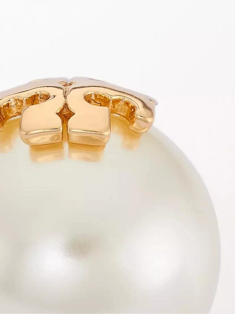 商品Tory Burch|Crystal-Pearl Yellow Goldtone Logo Stud Earrings,价格¥582,第3张图片详细描述
