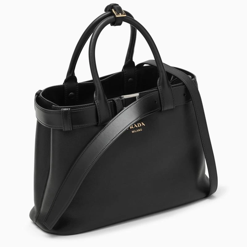 商品Prada|Black leather medium Buckle bag with belt,价格¥31723,第3张图片详细描述