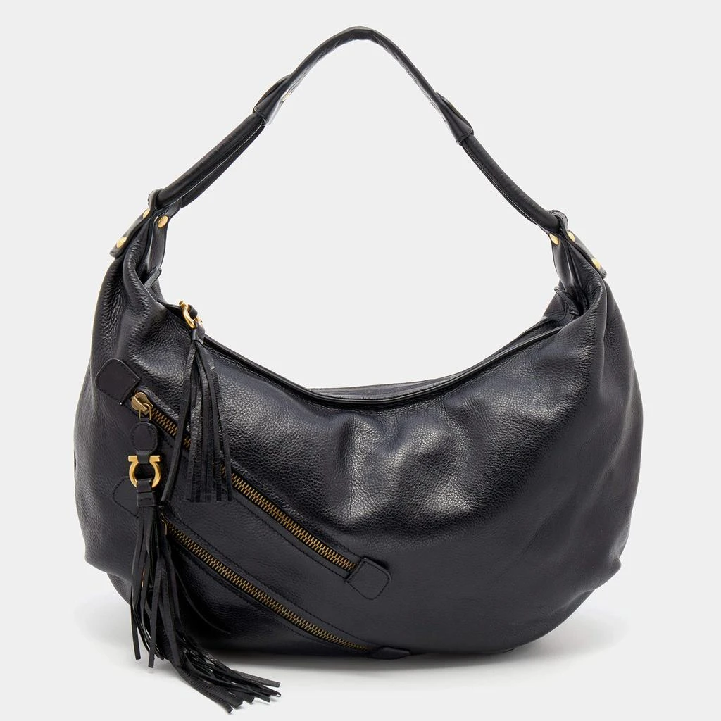 商品[二手商品] Salvatore Ferragamo|Salvatore Ferragamo Black Leather Tassel Detail Hobo,价格¥2478,第1张图片