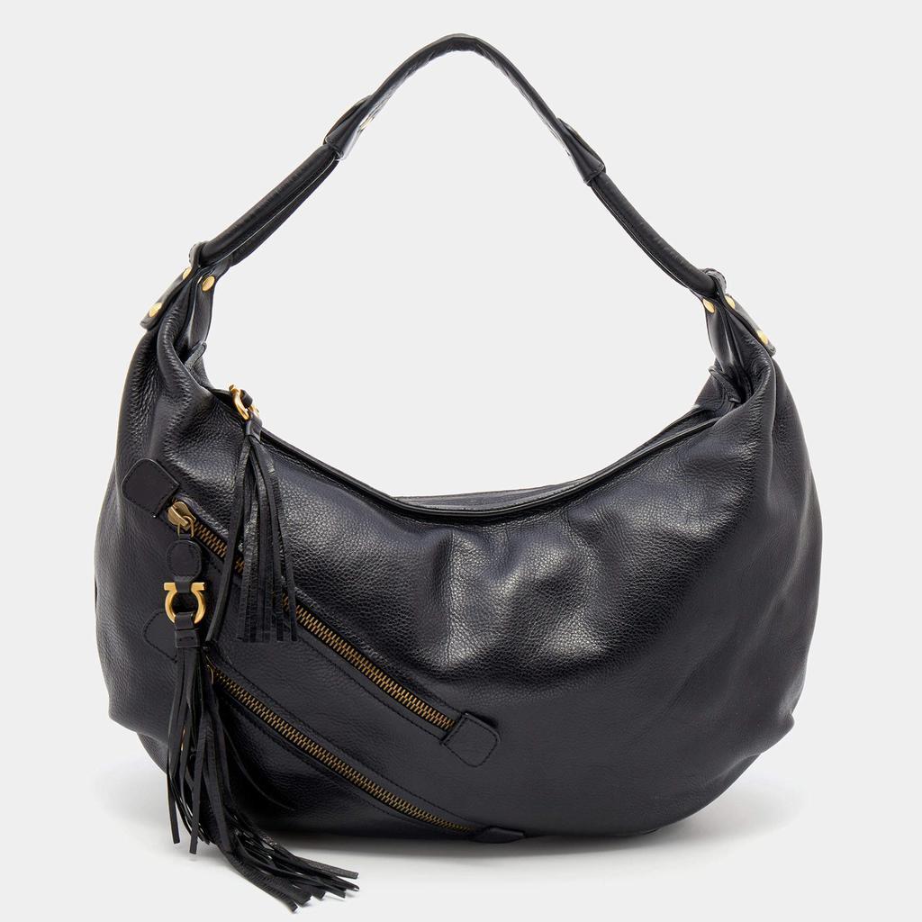 商品[二手商品] Salvatore Ferragamo|Salvatore Ferragamo Black Leather Tassel Detail Hobo,价格¥2715,第1张图片