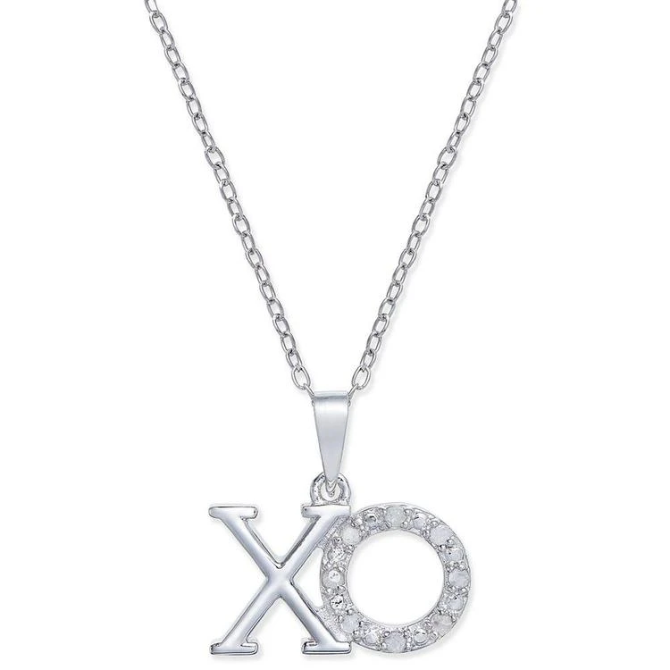 商品Macy's|Diamond XO Pendant Necklace (1/10 ct. t.w.) in Sterling Silver,价格¥163,第1张图片