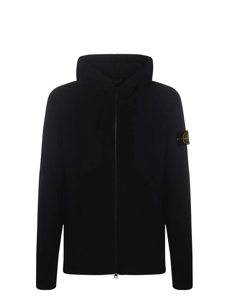 商品Stone Island|Stone Island Compass-Patch Zip-Up Knitted Hoodie,价格¥2201,第1张图片