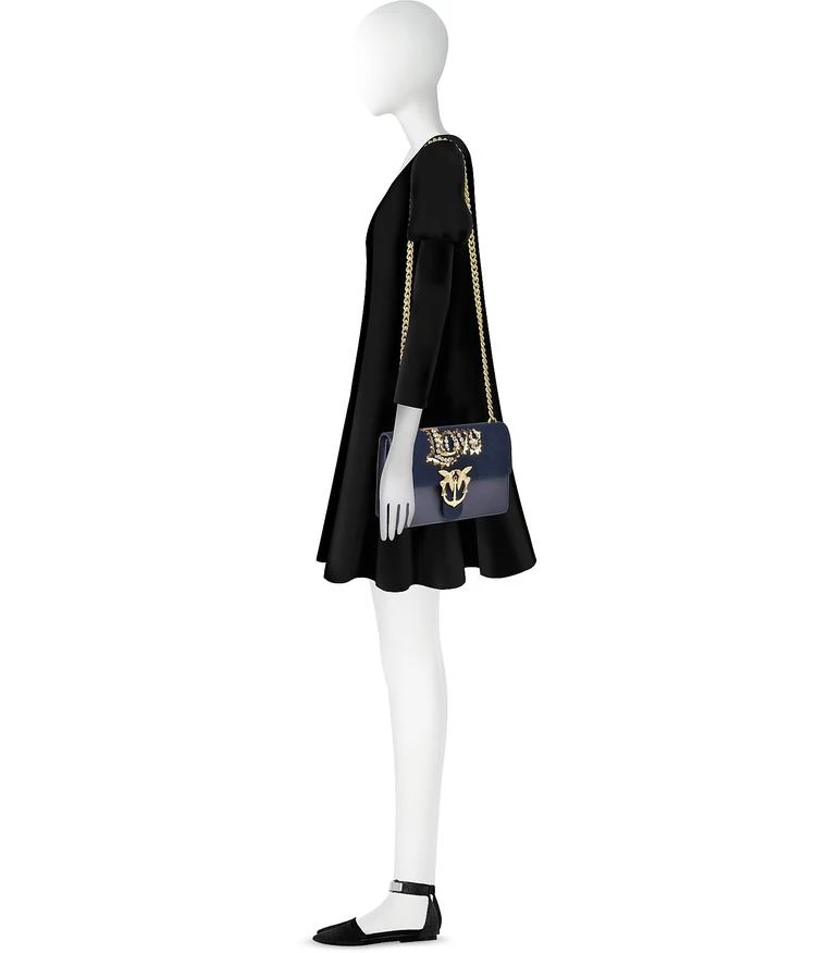 商品PINKO|Love 丹宁配真皮镶水钻单肩包,价格¥2880,第3张图片详细描述