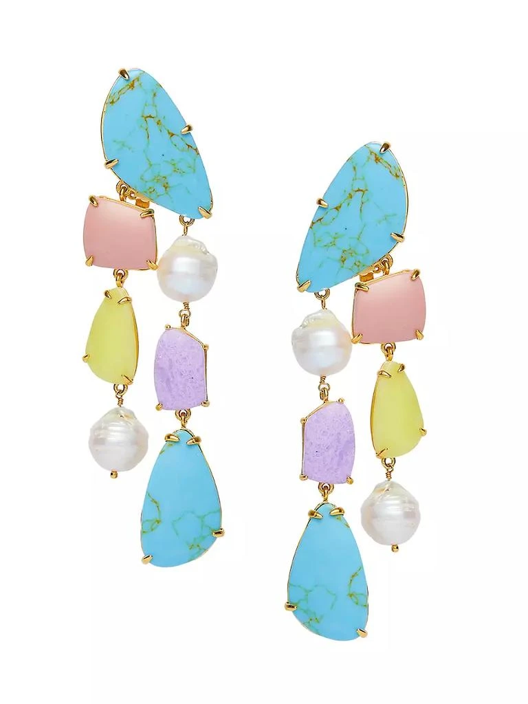 商品Lele Sadoughi|Pebble 14K-Gold-Plated & Multi-Stone Chandelier Earrings,价格¥1186,第1张图片