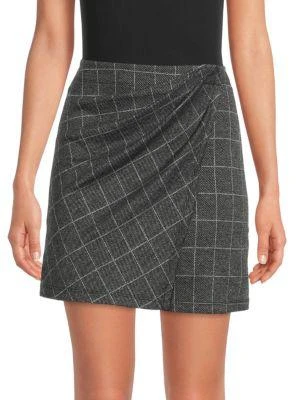 商品Max Studio|Checked Faux Wrap Mini Skirt,价格¥151,第1张图片