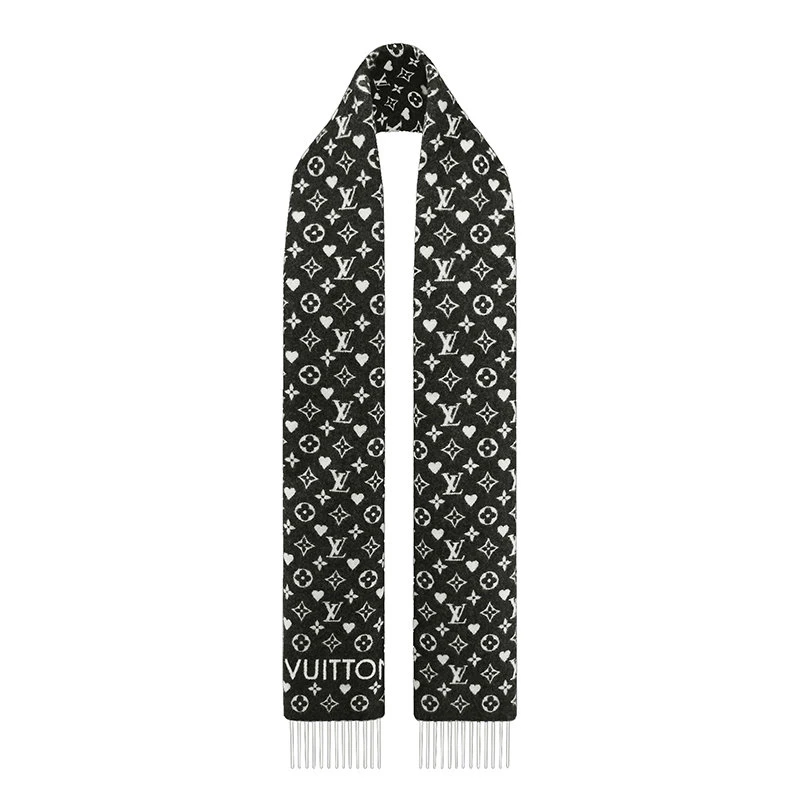 商品Louis Vuitton|预订款2-3周LouisVuitton/路易威登GAMEON系列女士黑色羊绒字母印花围巾MP2907,价格¥6891,第6张图片详细描述