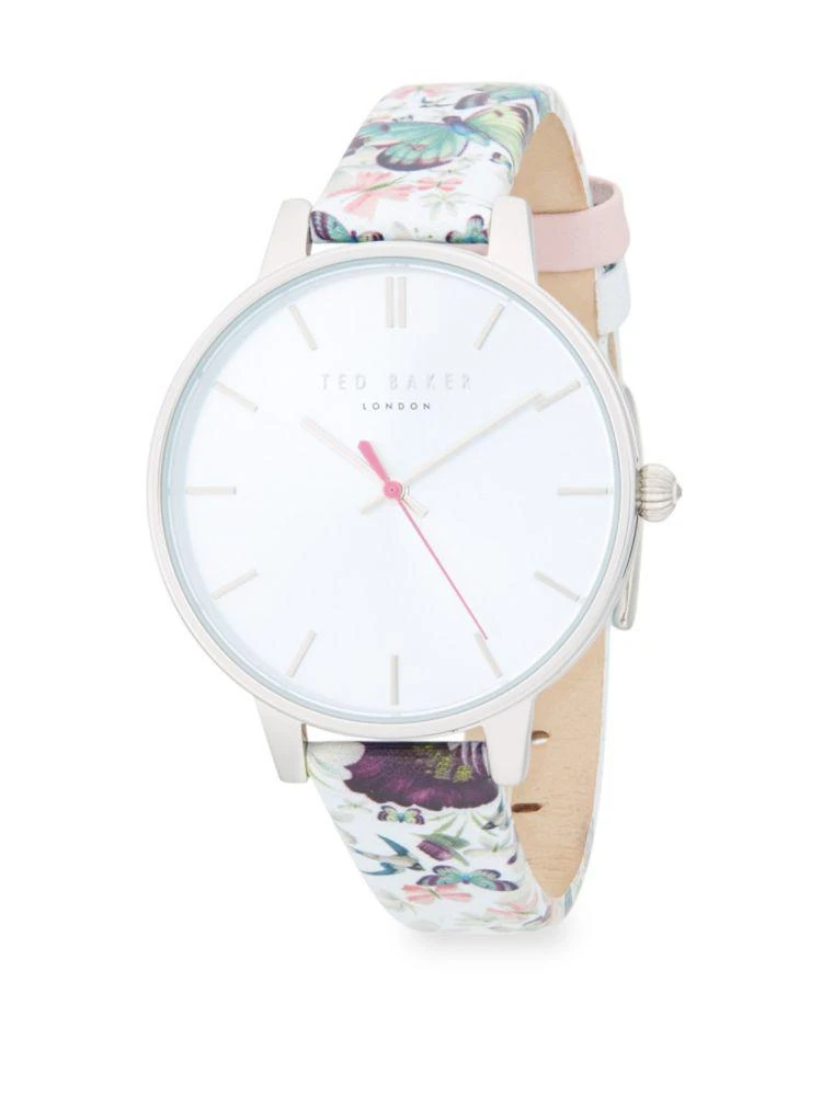 商品Ted Baker London|Printed Stainless Steel & Leather-Strap Watch,价格¥393,第1张图片