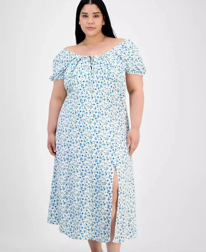 商品Absolutely Famous|Trendy Plus Size Puffed-Sleeve Dress,价格¥312,第3张图片详细描述