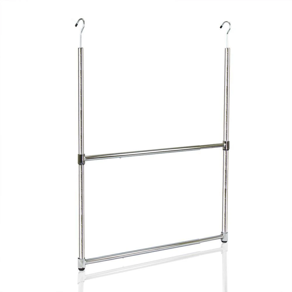 商品Oceanstar|2-Tier Portable Adjustable Closet Hanger Rod, Chrome,价格¥332,第3张图片详细描述