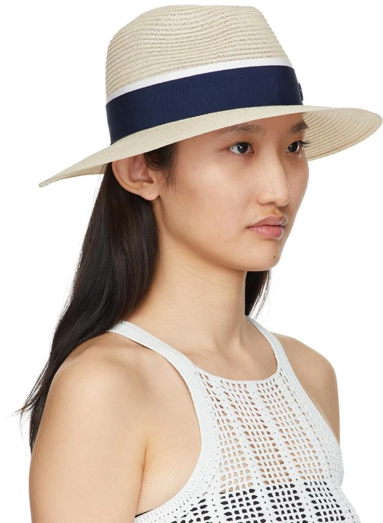 商品MAISON MICHEL|Beige & Navy Henrietta Fedora Hat,价格¥3057,第2张图片详细描述