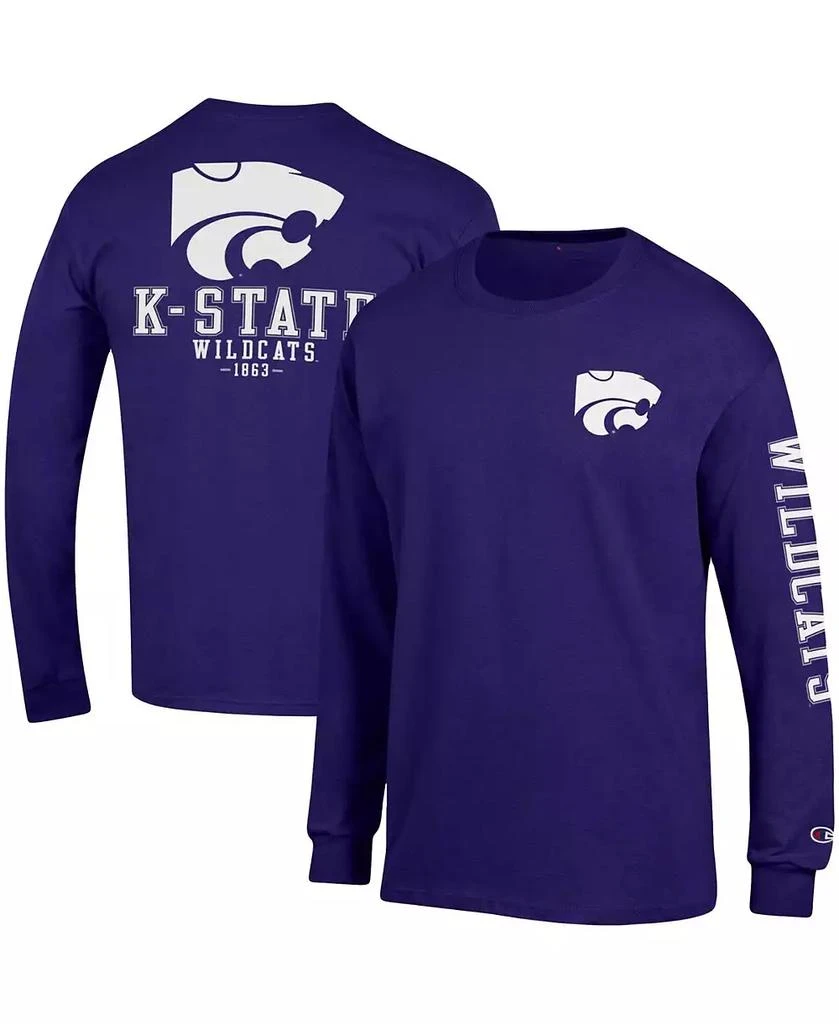 商品CHAMPION|Men's Purple Kansas State Wildcats Team Stack Long Sleeve T-shirt,价格¥225,第2张图片详细描述