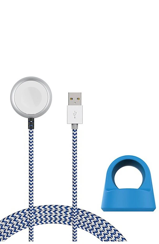 商品The Posh Tech|Blue/White Certified 5Ft Braided Apple Watch Charging Cable & Stand 2-Piece Set,价格¥287,第3张图片详细描述