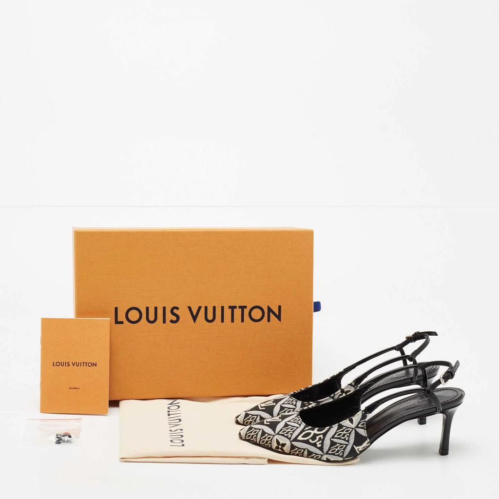 Louis Vuitton Black/White Canvas And Patent Leather Cherie Slingback Pumps Size 36 商品