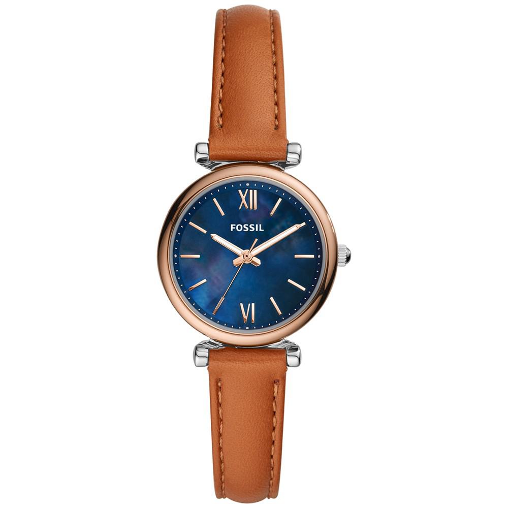 Women's Carlie Mini Brown Leather Strap Watch 28mm商品第1张图片规格展示