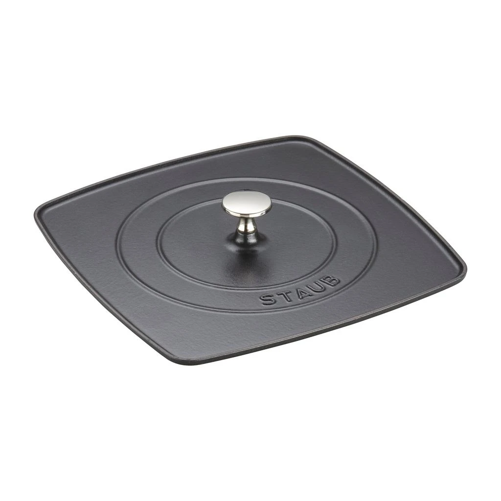 商品Staub|Cast Iron 10.3-inch Square Grill Press - Matte Black (Fits 12-inch Grill Pan),价格¥791,第1张图片
