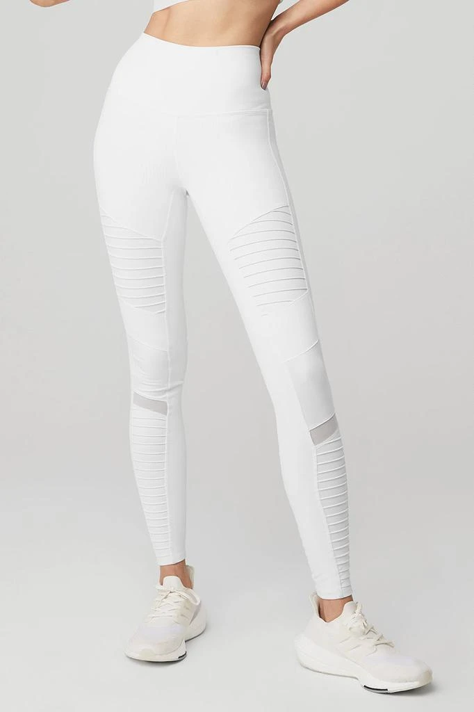 商品Alo|High-Waist Moto Legging - White/White Glossy,价格¥1067,第1张图片