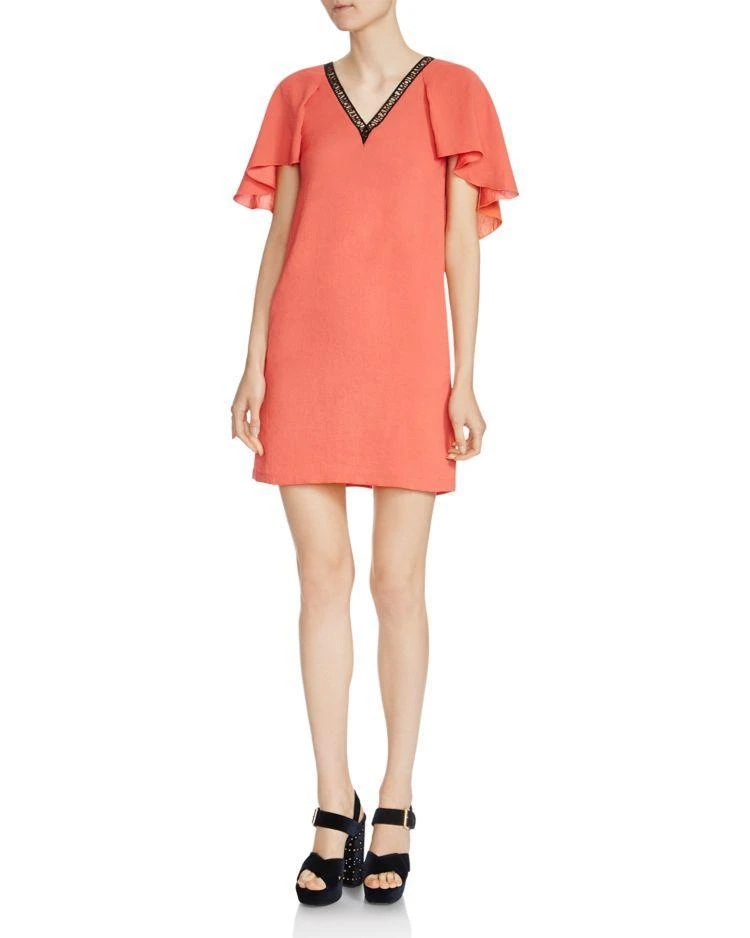 商品Maje|Rysandre Crepe Flutter-Sleeve Dress,价格¥1018,第1张图片