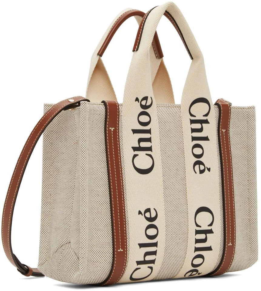 商品Chloé|Off-White & Brown Small Woody Tote,价格¥7673,第2张图片详细描述