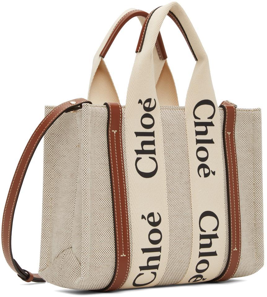 商品Chloé|Off-White & Brown Small Woody Tote,价格¥7034,第4张图片详细描述