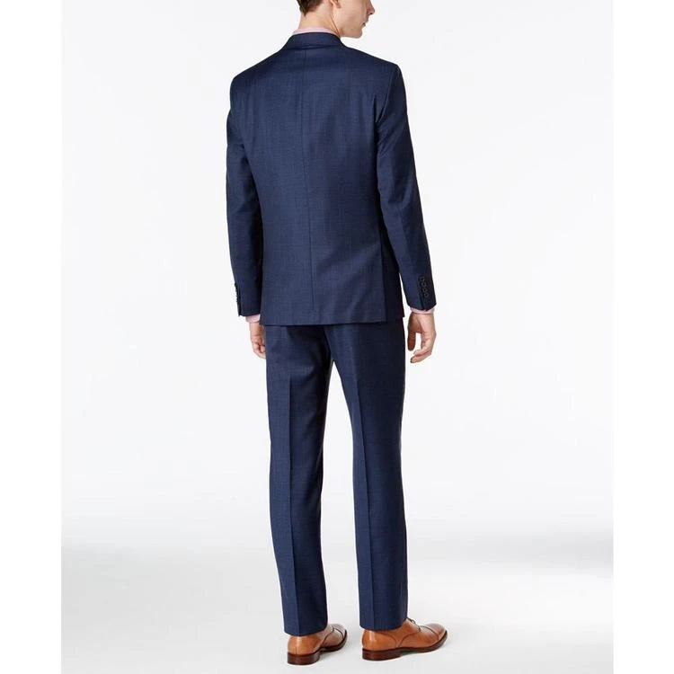 Men's Extra-Slim Fit Blue Tonal Windowpane Vested Suit 商品