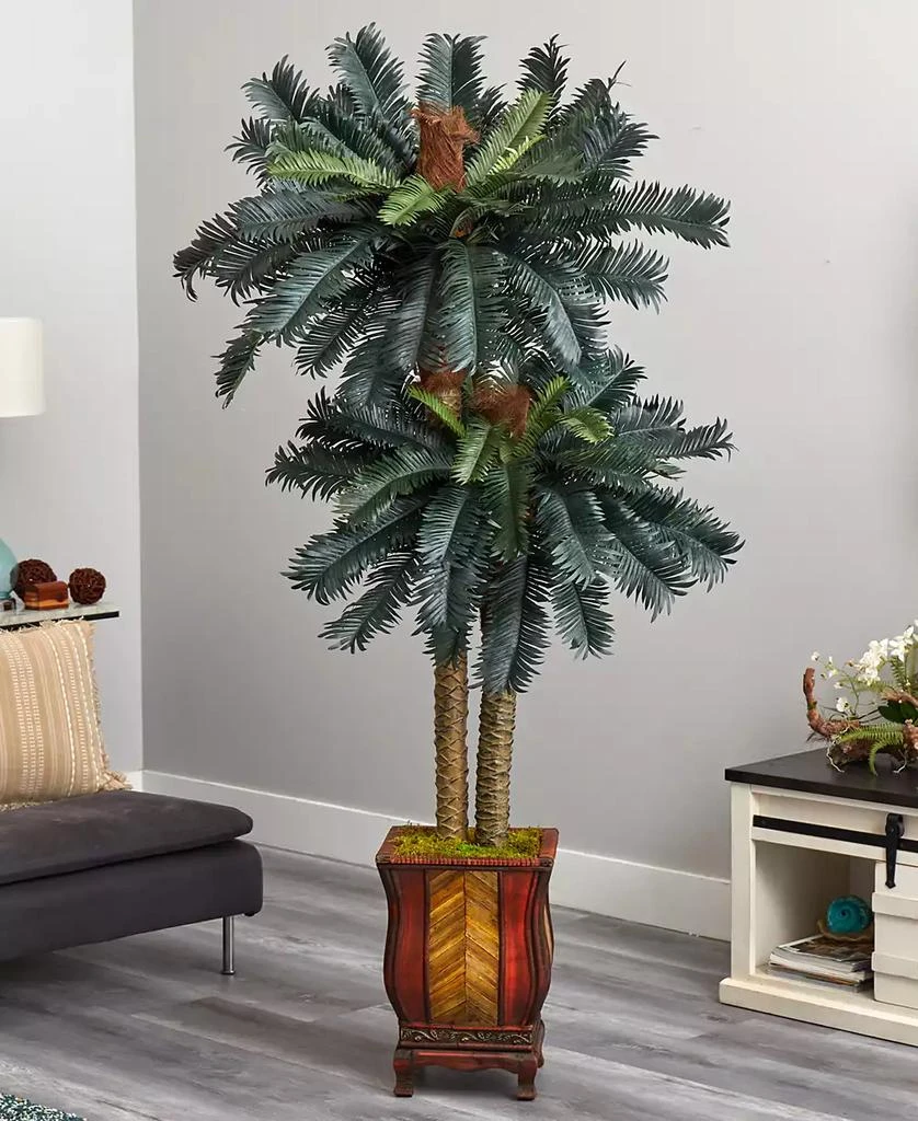 商品NEARLY NATURAL|6' Double Sago Palm Artificial Tree in Designer Planter,价格¥3538,第2张图片详细描述