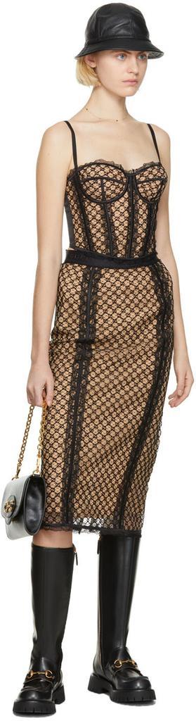 商品Gucci|Black & Beige GG Net Mid-Length Skirt,价格¥16703,第6张图片详细描述
