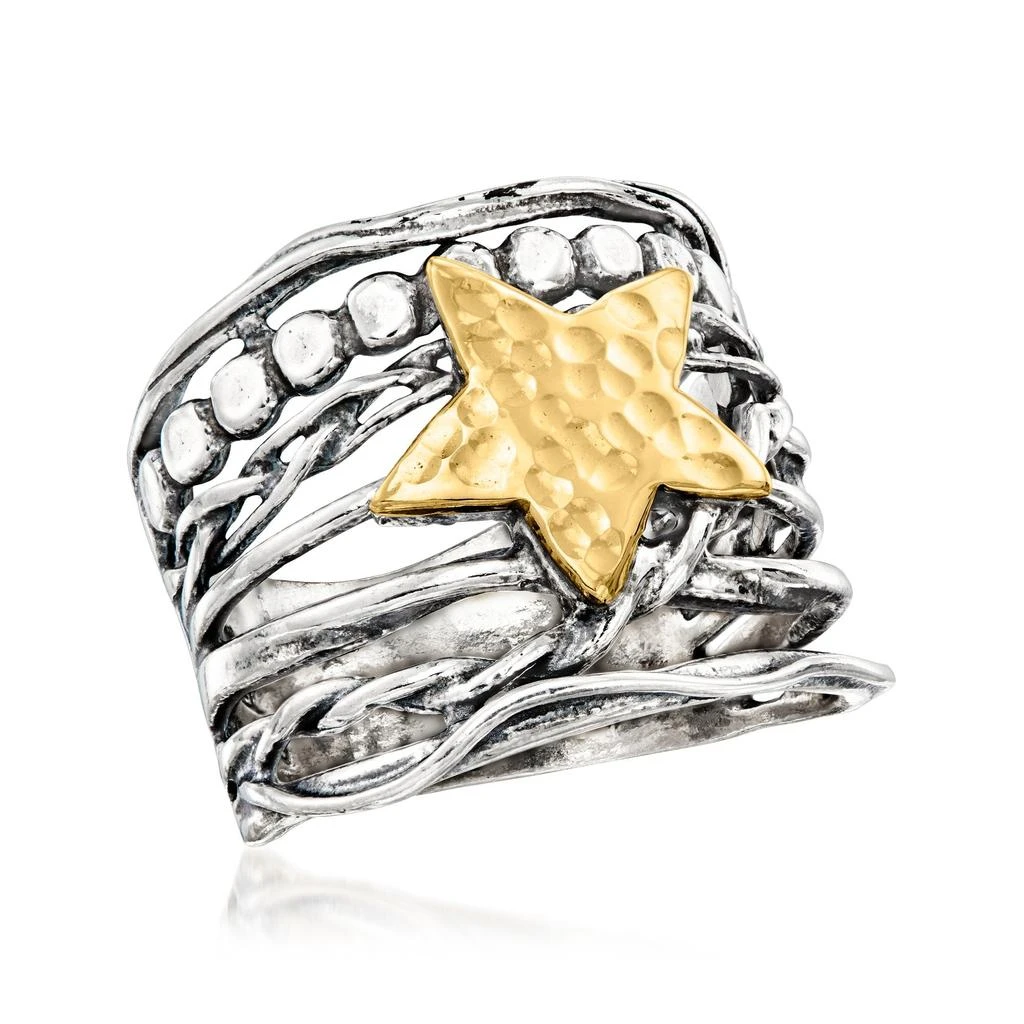 商品Ross-Simons|Sterling Silver and 14kt Yellow Gold Star Ring,价格¥1037,第4张图片详细描述