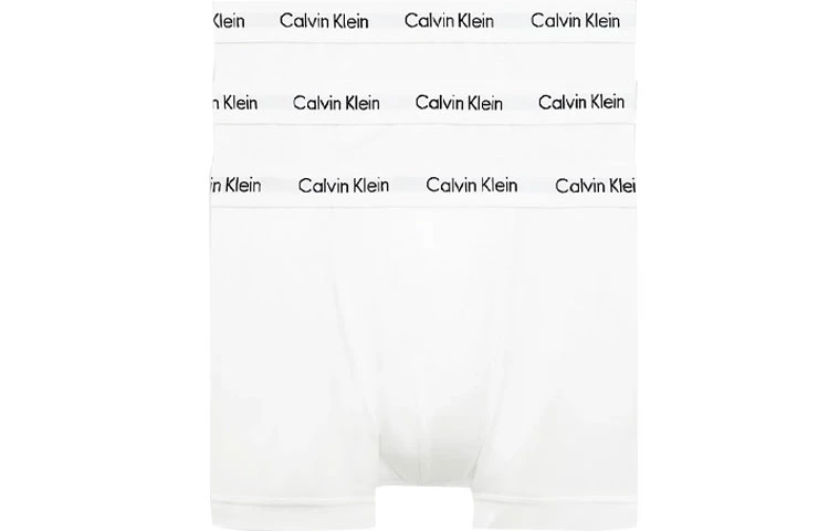 商品[国内直发] Calvin Klein|CK/ 字母Logo中腰平角内裤 男款 3条装 白色,价格¥393,第1张图片