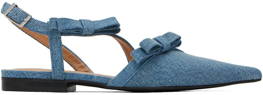 商品Ganni|Blue Multi Bow Pointy Cut-Out Ballerina Flats,价格¥1377,第1张图片