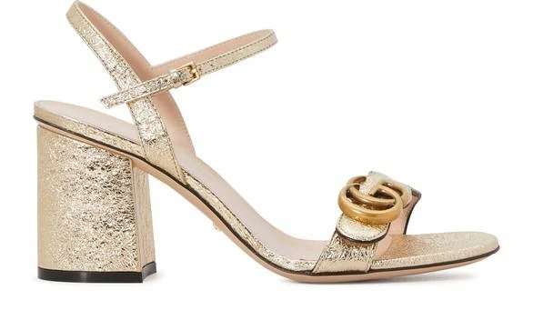 商品Gucci|GG metallic leather sandals,价格¥5615,第1张图片