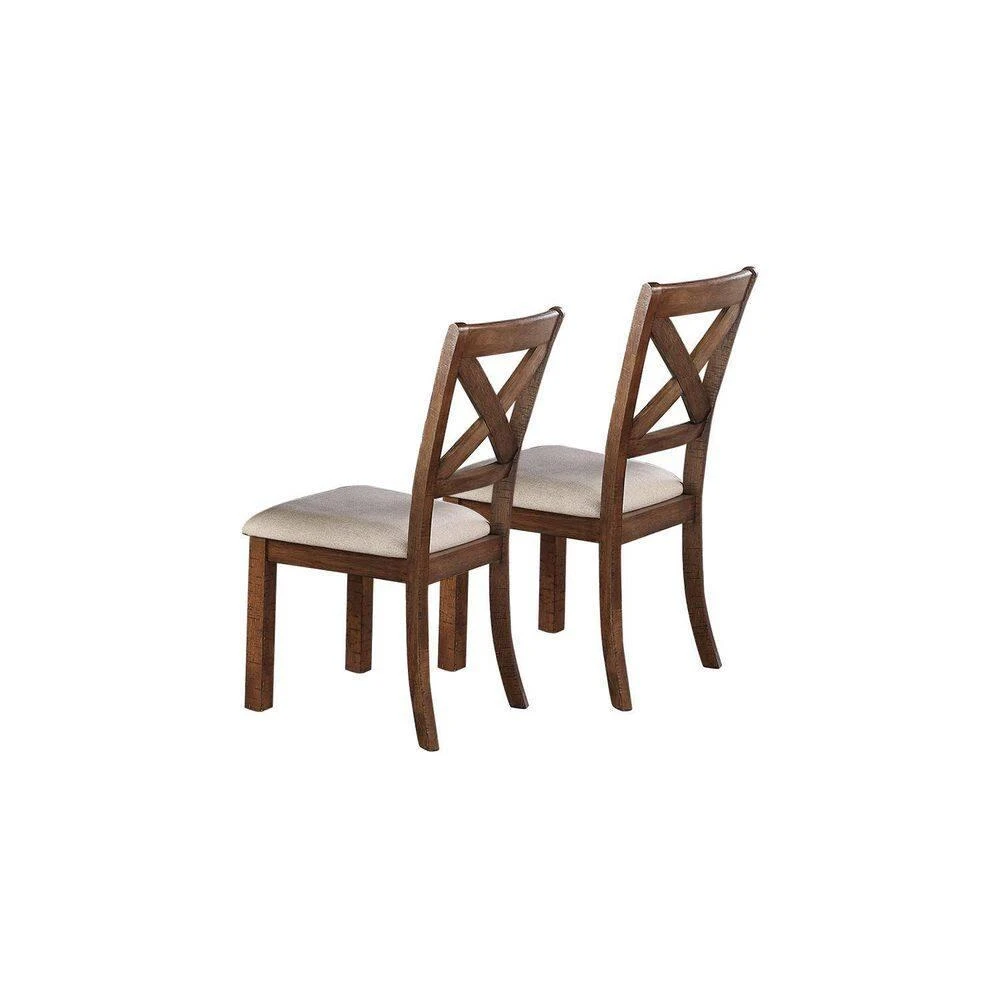Streamdale Rustic Natural Fabric Dining Chairs 商品
