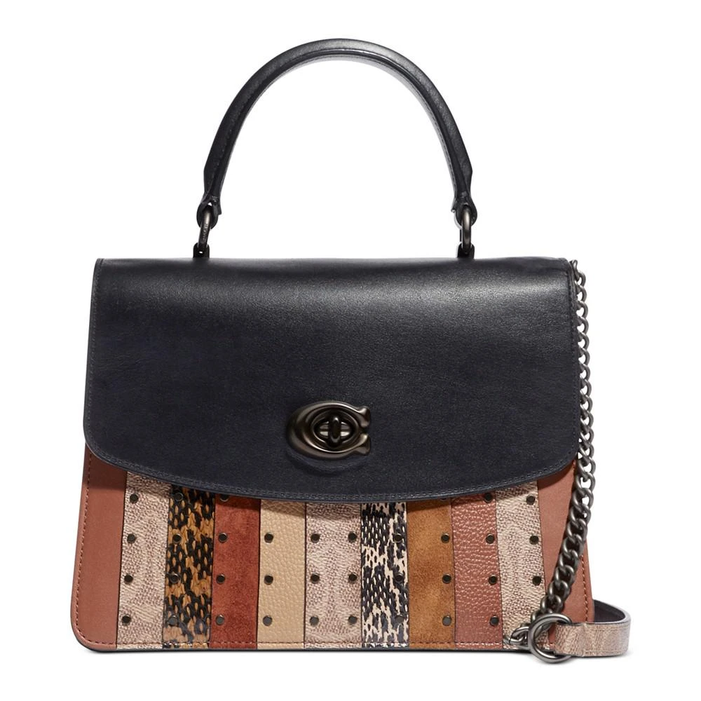 商品Coach|Coated Canvas Signature Exotic Patchwork Stripe Parker Top Handle,价格¥2003,第1张图片