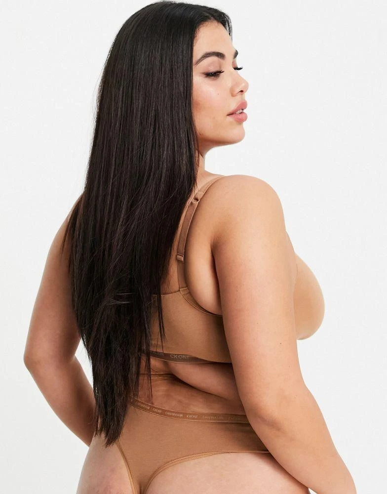 商品Calvin Klein|Calvin Klein Plus Size CK One logo thong 2 pack in sandalwood,价格¥122,第2张图片详细描述