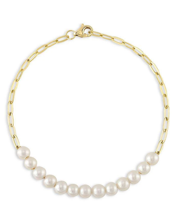 商品Moon & Meadow|14K Yellow Gold Jackie Cultured Freshwater Pearl Paperclip Link Bracelet,价格¥2892,第1张图片