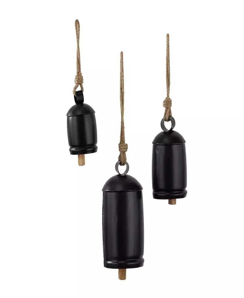 Black Metal Bohemian Decorative Cow Bell with Jute Hanging Rope Set 3 Pieces 商品